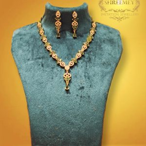 Shreemey Green Leaf AD Necklace