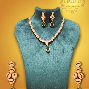 Shreemey Green Leaf AD Necklace 3