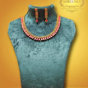 Shreemey Red Green AD Necklace