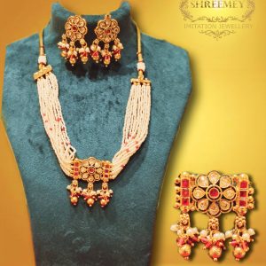 Shreemey Red Stone Pearl Choker