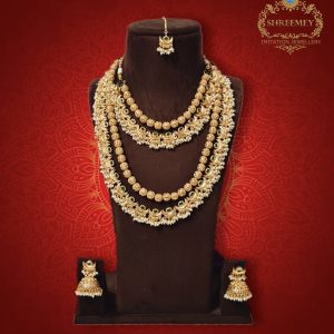 Shreemey Chandrahaar Combo Necklace Set