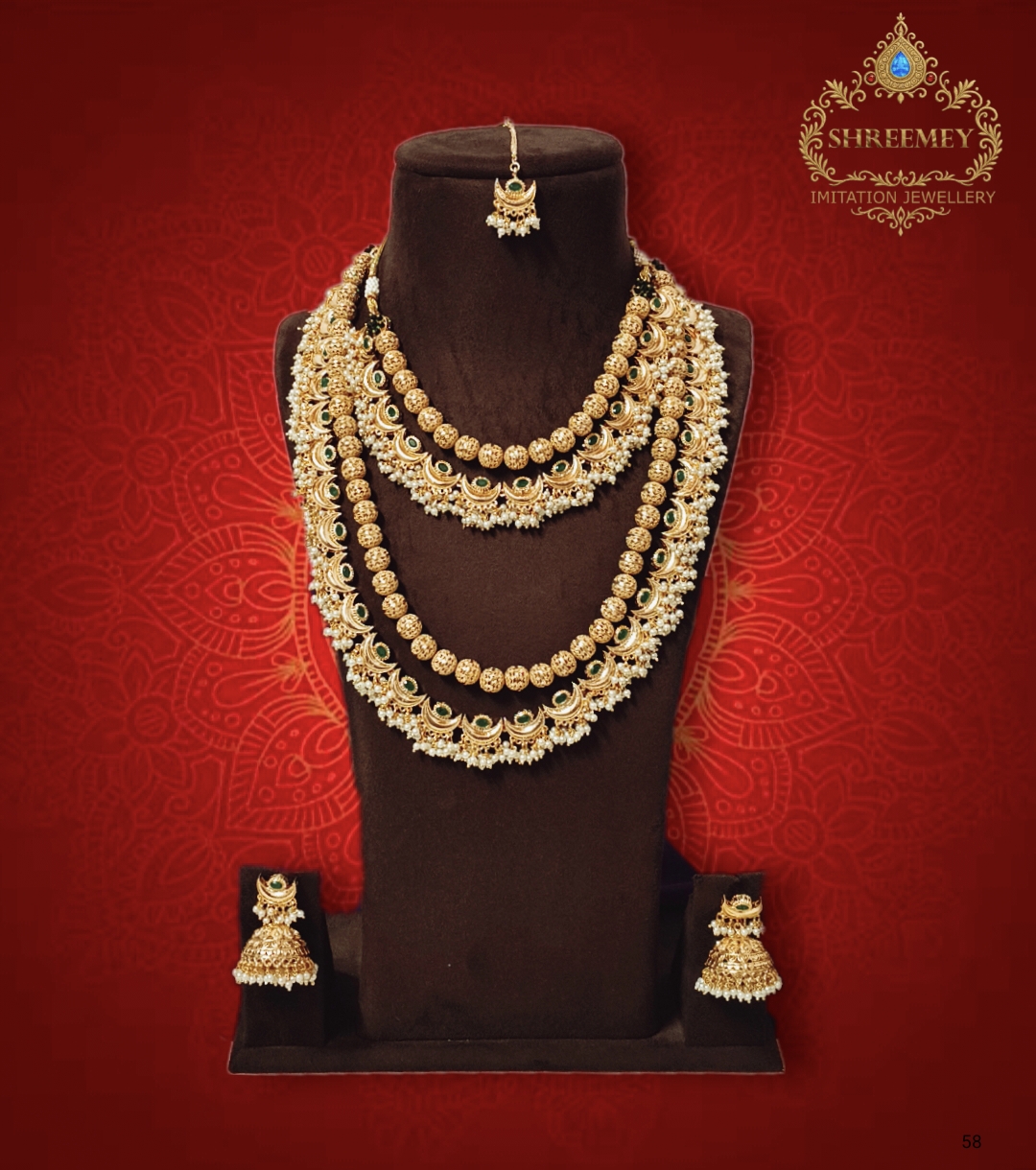 Shreemey Chandrahaar Combo Necklace Set