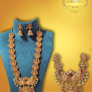 Shreemey Long Lakshmi Temple Necklace