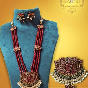 shreemey-lotus-red-beeds-long-necklace