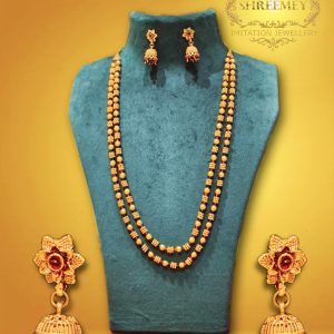 Shreemey Two Line Fancy Colored Mani Mala Necklace