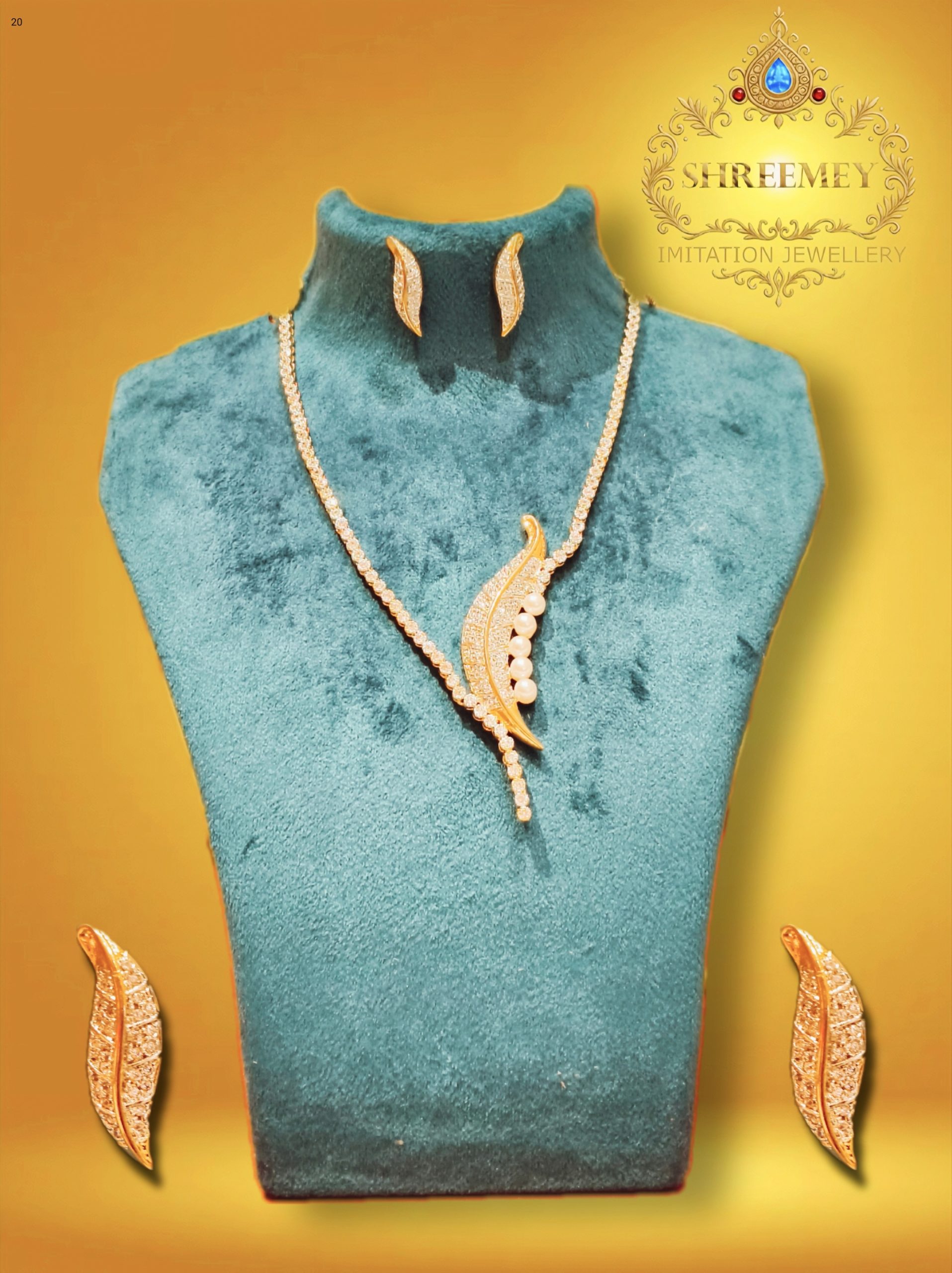 Shreemey White AD Pearl Necklace