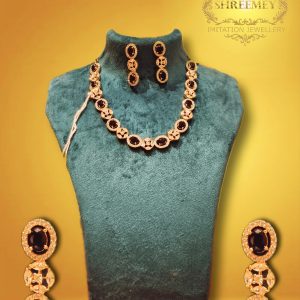Shreemey White Blue AD Necklace