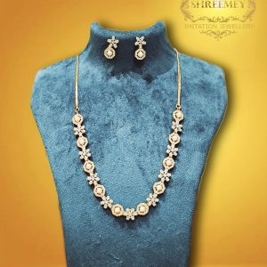 Shreemey White Flower AD Necklace