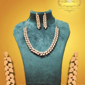Shreemey White Leaf AD Necklace